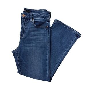 Dear John Women's Blue Wash Denim Jeans Jeanne Mid Rise Cropped Flare Size 29